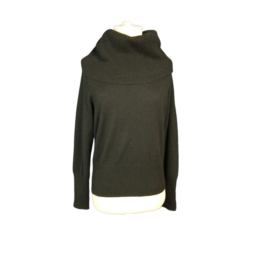 Ann Klein Sport Black Cashmere turtleneck Cowl Neck Size Small